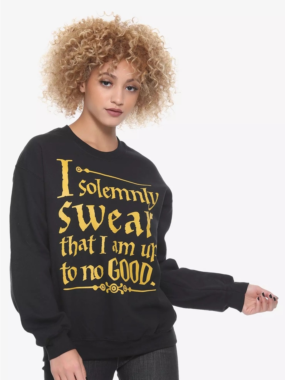 Harry Potter I Solemnly Swear Black Gold Sweatshirt Large